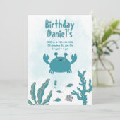 Personalized Under the Sea Crab Birthday Invitatio 招待状 (スタンド正面)