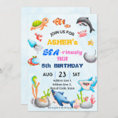 Personalized Under the Sea Downloadable Birthday I 招待状 (正面/裏面)