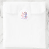 Personalized Unicorn 4th Fourth Girls Birthday  ラウンドシール (バッグ)