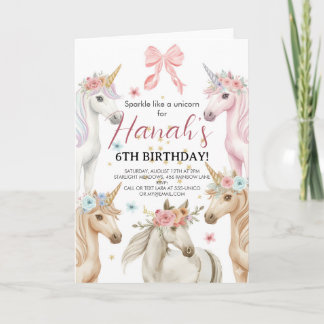 Personalized Unicorn Birthday Invitation Custom  カード