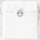 Personalized Unicorn Birthday Party Favor Sticker ラウンドシール (バッグ)