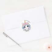 Personalized Unicorn Birthday Party Favor Sticker ラウンドシール (封筒)