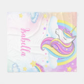 Personalized Unicorn Blanket for girl gifts フリースブランケット (正面(横))