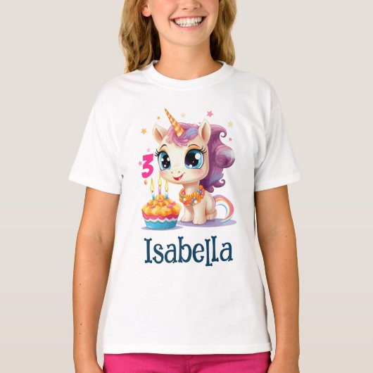 Personalized Unicorn Girl Birthday Party Tシャツ (正面)