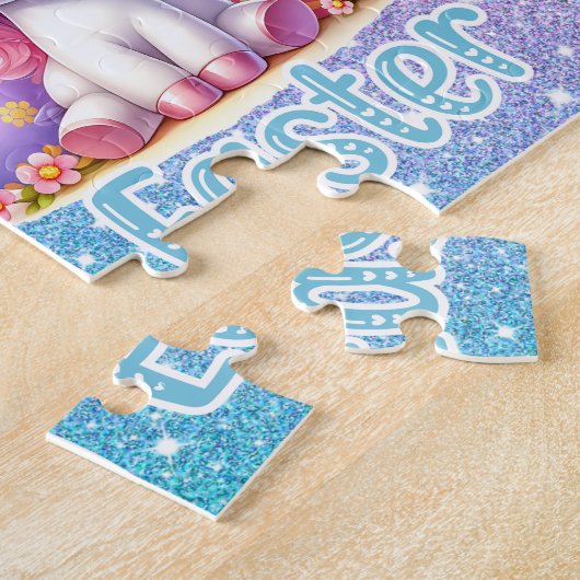 Personalized Unicorn Happy Easter ジグソーパズル (側面)