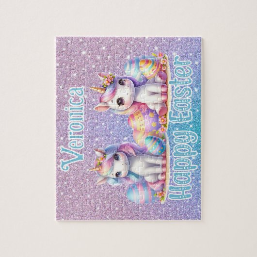 Personalized Unicorn Happy Easter ジグソーパズル (縦)