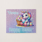 Personalized Unicorn Happy Easter ジグソーパズル (横)