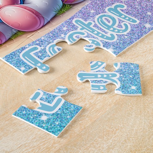 Personalized Unicorn Happy Easter ジグソーパズル (側面)