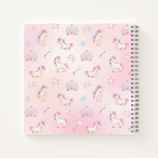 Personalized Unicorn Kids Sketchbook ノートブック (裏面)