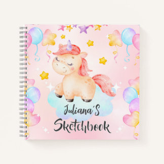 Personalized Unicorn Kids Sketchbook ノートブック