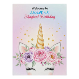 Personalized Unicorn Magical Birthday Welcome ポスター