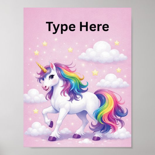 Personalized Unicorn Name Poster ポスター (正面)