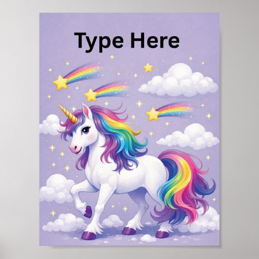 Personalized Unicorn Name Poster – (Purple) ポスター (正面)