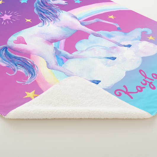 Personalized Unicorn on Clouds 3 シェルパブランケット (3/4)