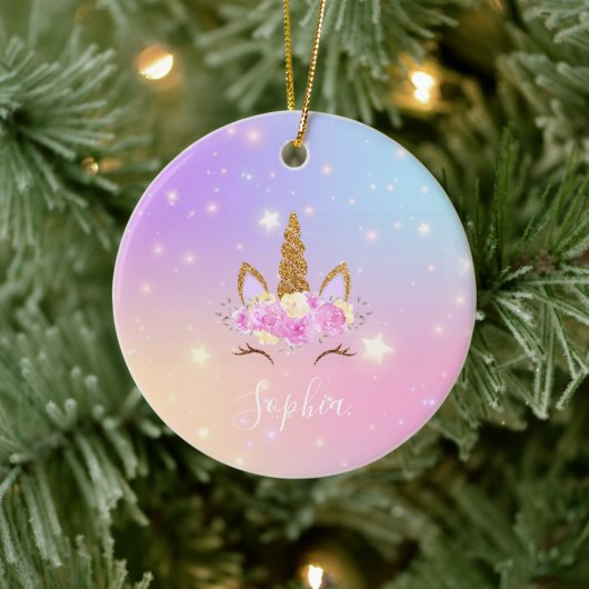 Personalized Unicorn Ornament for Girls セラミックオーナメント (ツリー)