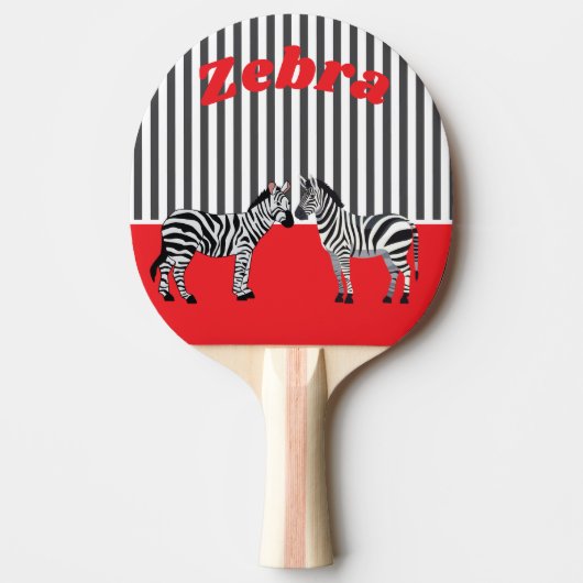 Personalized Unique background Zebra Red Black 卓球ラケット (正面)