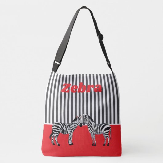 Personalized unique Zebra in red black Branding クロスボディバッグ (裏面)