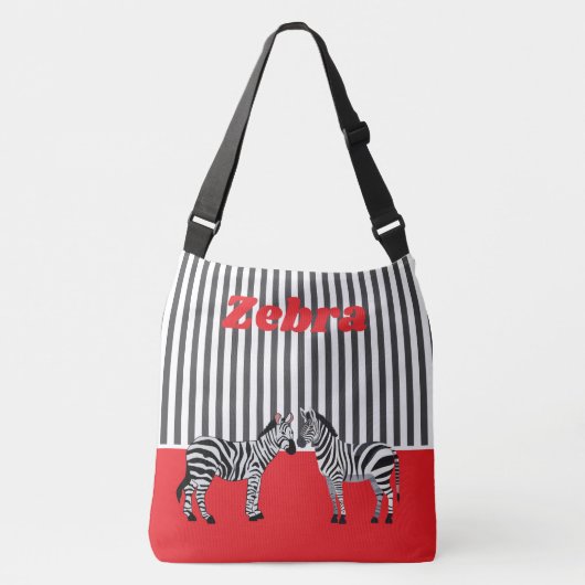 Personalized unique Zebra in red black Branding クロスボディバッグ (正面)