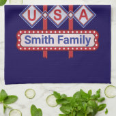 Personalized USA 250–Patriotic Retro Marquee キッチンタオル (折り畳み)