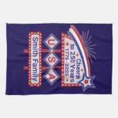 Personalized USA 250–Patriotic Retro Marquee キッチンタオル (横)