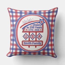 Personalized USA 250–Patriotic Retro Marquee クッション