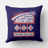 Personalized USA 250–Patriotic Retro Marquee クッション (裏面)