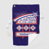 Personalized USA 250–Patriotic Retro Marquee ゴルフタオル (インサイチュ)