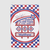 Personalized USA 250–Patriotic Retro Marquee ゴルフタオル (正面)