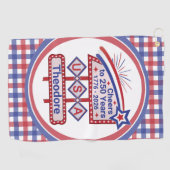 Personalized USA 250–Patriotic Retro Marquee ゴルフタオル (横)