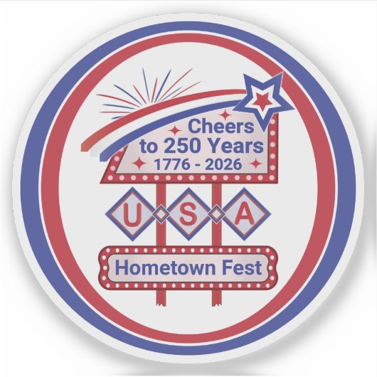 Personalized USA 250–Patriotic Retro Marquee シール (正面)