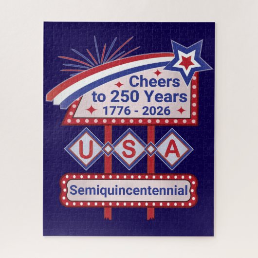 Personalized USA 250–Patriotic Retro Marquee ジグソーパズル (縦)
