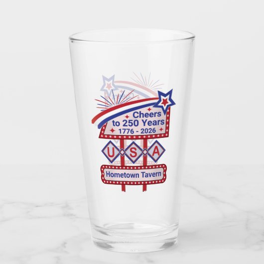 Personalized USA 250–Patriotic Retro Marquee タンブラーグラス (正面)