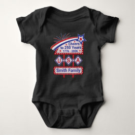Personalized USA 250–Patriotic Retro Marquee ベビーボディスーツ