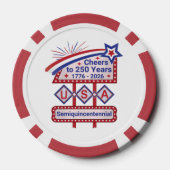 Personalized USA 250–Patriotic Retro Marquee ポーカーチップ (裏面)