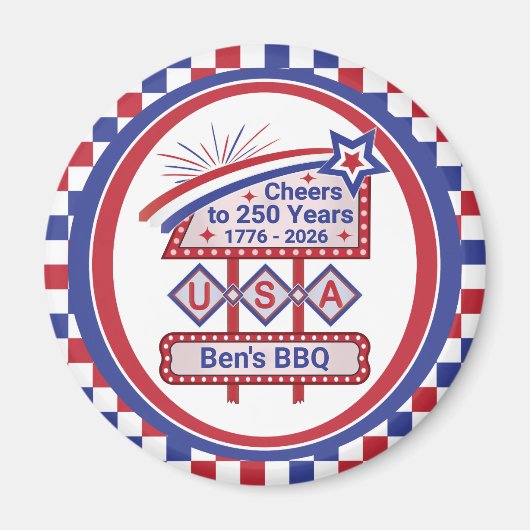 Personalized USA 250–Patriotic Retro Marquee マグネット (正面)