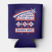 Personalized USA 250–Patriotic Retro Marquee 缶クーラー (正面)