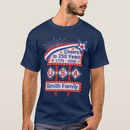 Personalized USA 250–Patriotic Retro Marquee Tシャツ