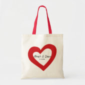 Personalized Valentine Anniversary Red Heart Names トートバッグ (正面)