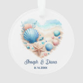 Personalized Valentine Anniversary Seashell Heart オーナメント (裏面)