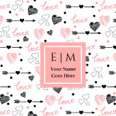 Personalized Valentine Bath Towel Pink Black Heart バスタオルセット