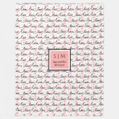Personalized Valentine Blanket Pink Black Hearts  フリースブランケット (正面)