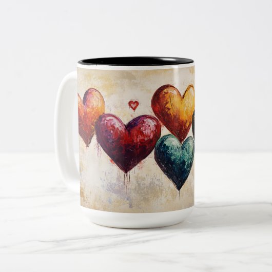 Personalized Valentine Coffee Mug, Custom Valentin ツートーンマグカップ (正面左)