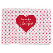 Personalized Valentine Favor Bag I Love You Hearts ラージペーパーバッグ (正面)