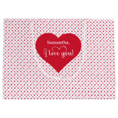 Personalized Valentine Favor Bag I Love You Hearts ラージペーパーバッグ (裏面)