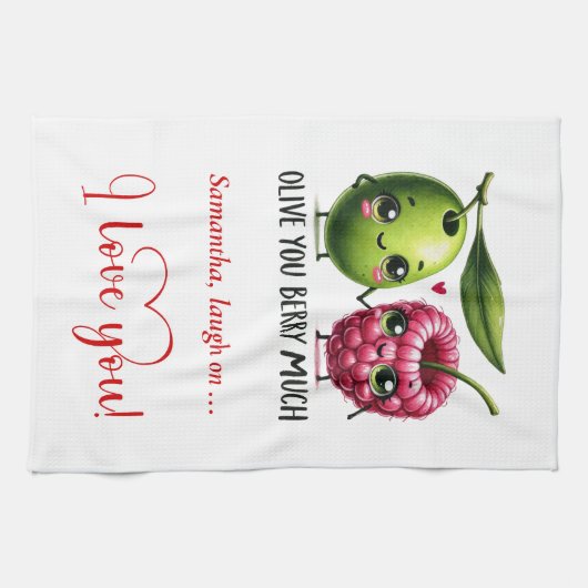 Personalized Valentine Food Pun Kitchen Towel キッチンタオル (横)
