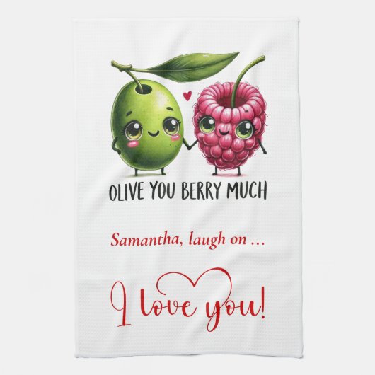 Personalized Valentine Food Pun Kitchen Towel キッチンタオル (縦)