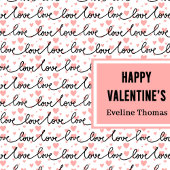 Personalized Valentine Gift Bag Pink Black Hearts ラージペーパーバッグ