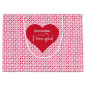 Personalized Valentine Gift Bag With Love You Text ラージペーパーバッグ (正面)