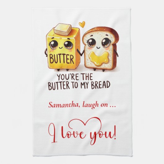 Personalized Valentine Gift Funny Food Towel キッチンタオル (縦)