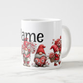 Personalized valentine gnomes ジャンボコーヒーマグカップ (正面右)